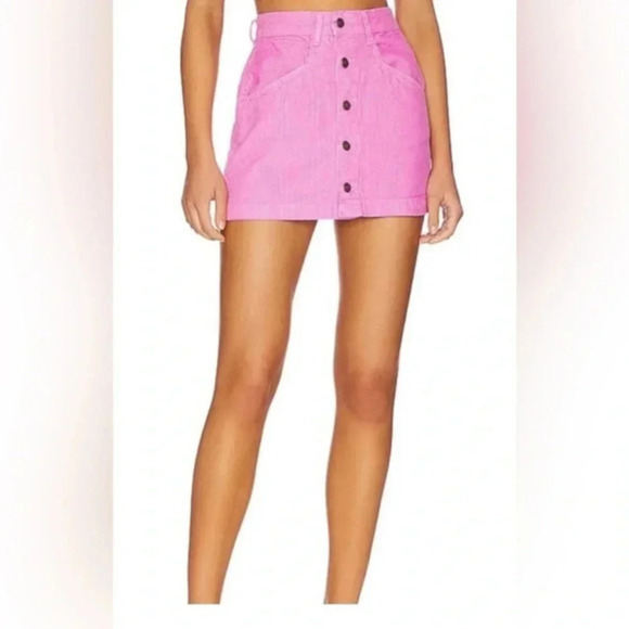 Free People Ray Corduroy Mini‎ Skirt Pink Size 8 New - Picture 3 of 12
